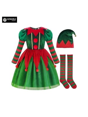 Vestito Costume Elfo Elfa Babbo Natale Bambina Donna Cosplay Elf Suit ELF018